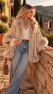 Siena Beige Faux Fur Cape