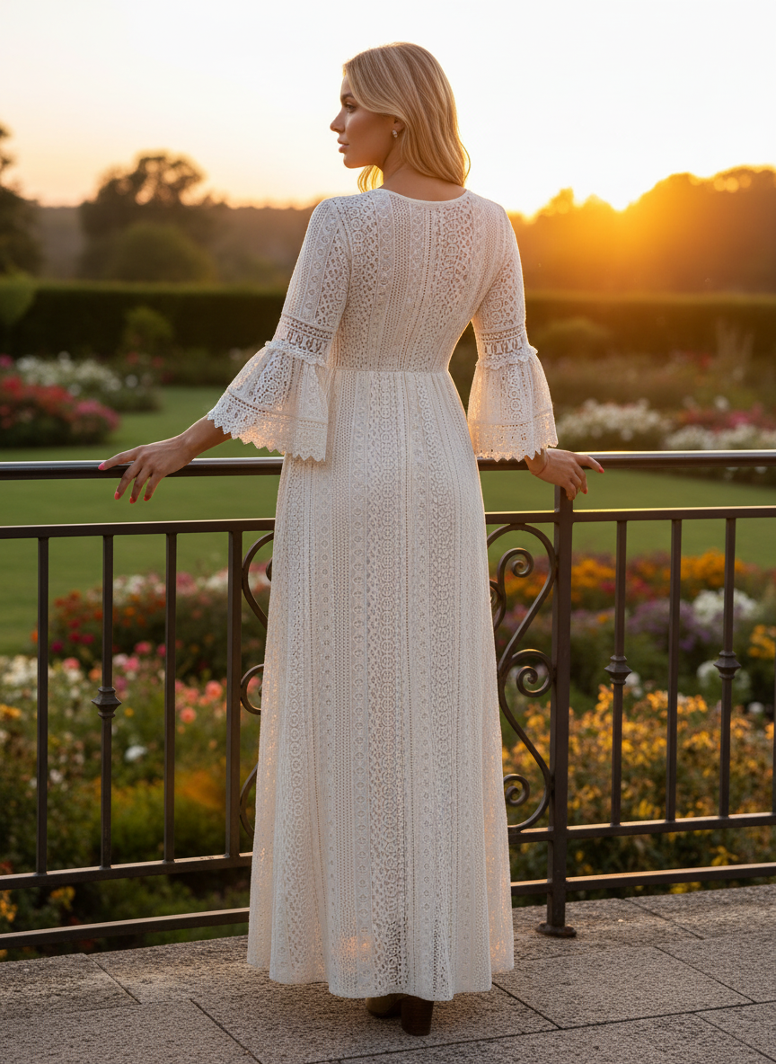 Salbeigrünes Spitzenkleid