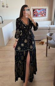 Solene Black Maxi Dress