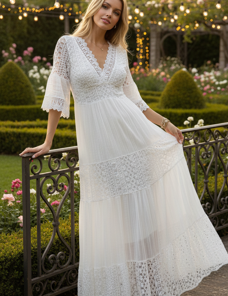 Ivory Moon Blue Lace Dress