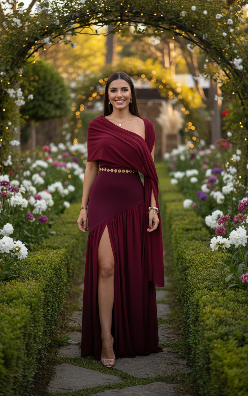 Burgundy Elegant Strapless Party Dress