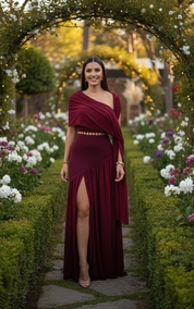 Burgundy Elegant Strapless Party Dress