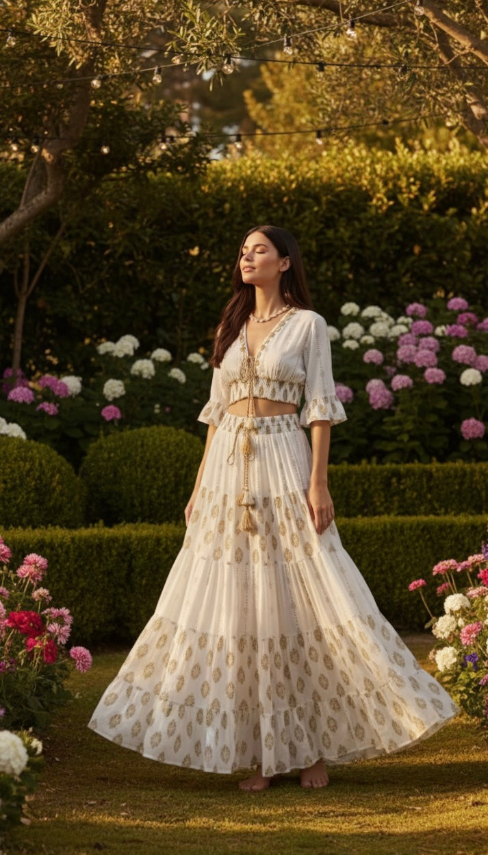 Aurora Golden Embroidered Boho Set