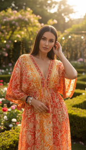 Golden Aura Green Silk Dress