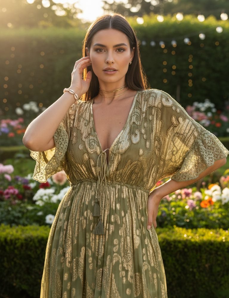 Chantilly Garden Blue Boho Long Dress
