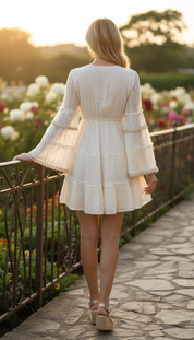 Aurora Handcrafted Beige Mini Dress