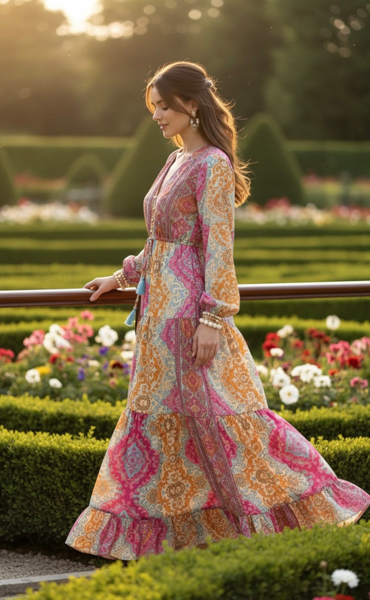 Robe en soie rose Aurore