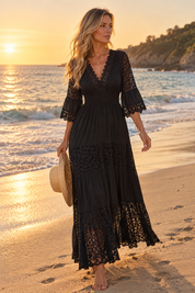 Ivory Moon Black Lace Dress