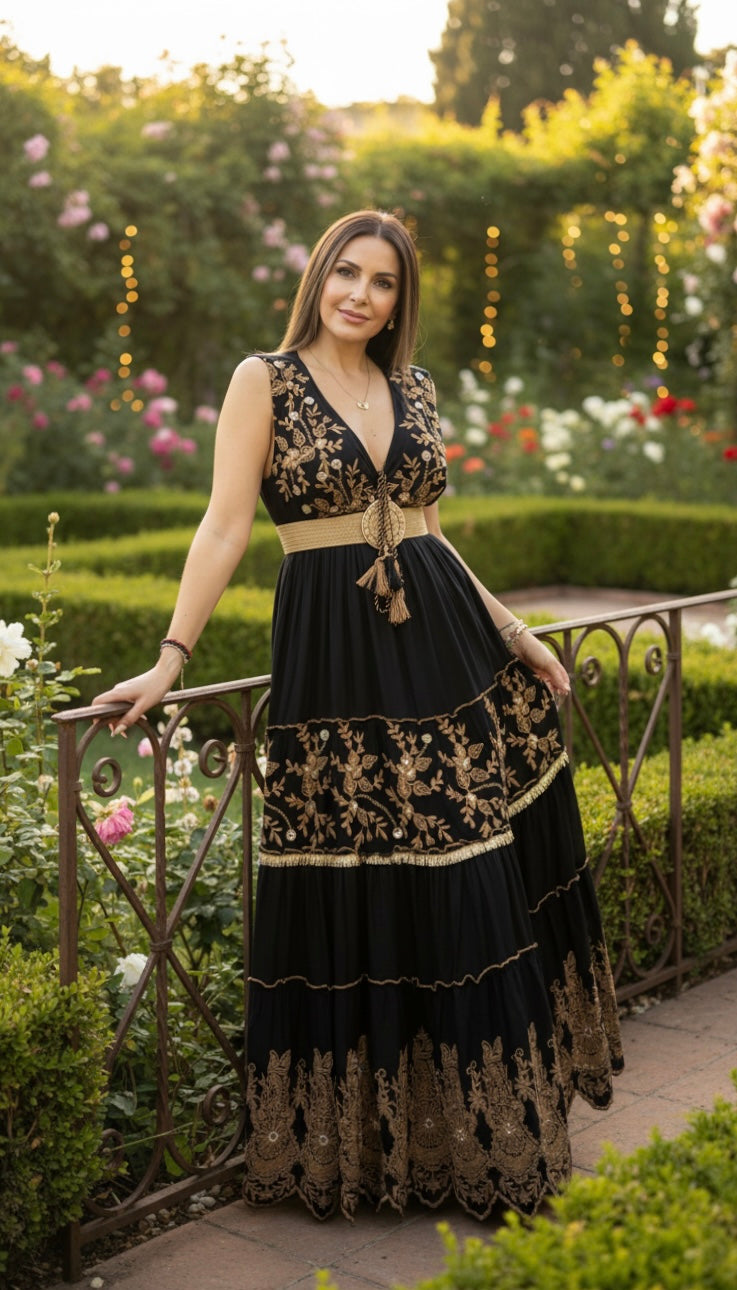 Golden Garden Noir Maxikleid