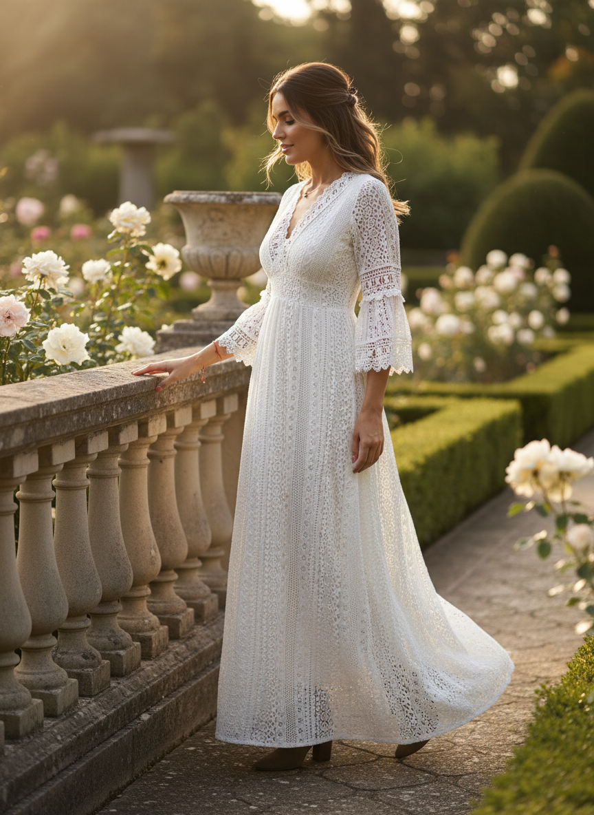 Salbeigrünes Spitzenkleid