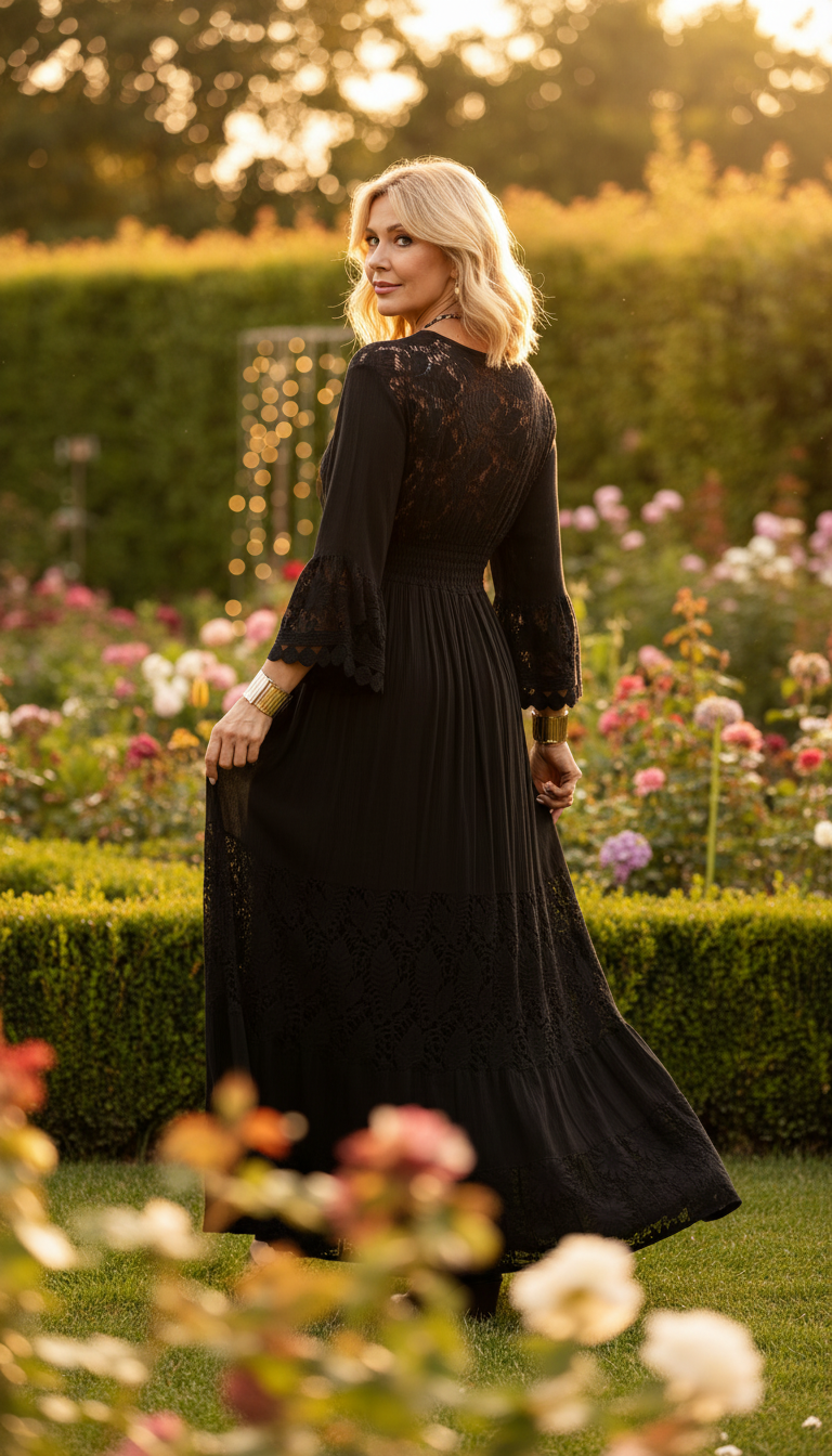Pure, bohemische Eleganz in Schwarz