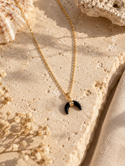 Black Tourmaline Moon Necklace