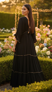 Black Aurora – Hand-Embroidered Boho Maxi Dress