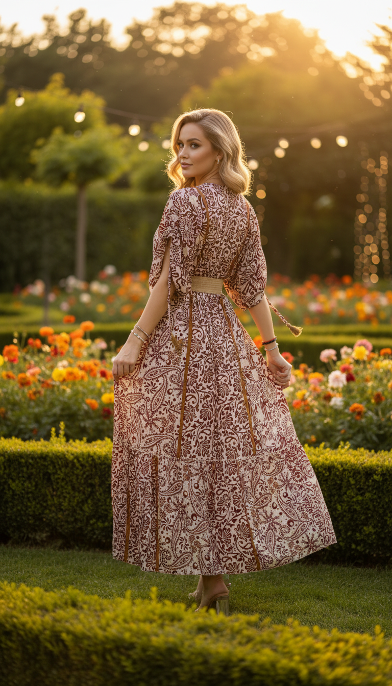 Bohemian Harmony Ruby Silk Dress