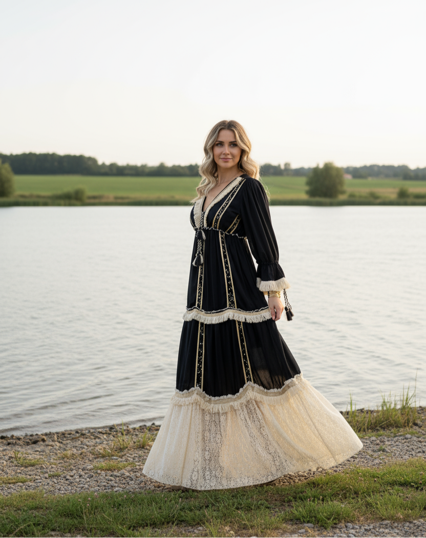 Midnight Boho Elegance in Black