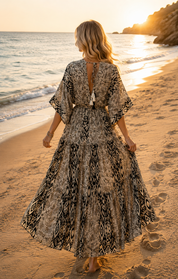 Elaria Black Silk Maxi Dress
