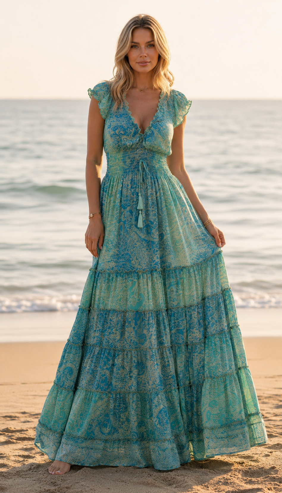 Amara Sky Blue Silk Maxi Dress