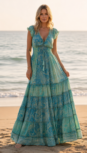 Amara Sky Blue Silk Maxi Dress