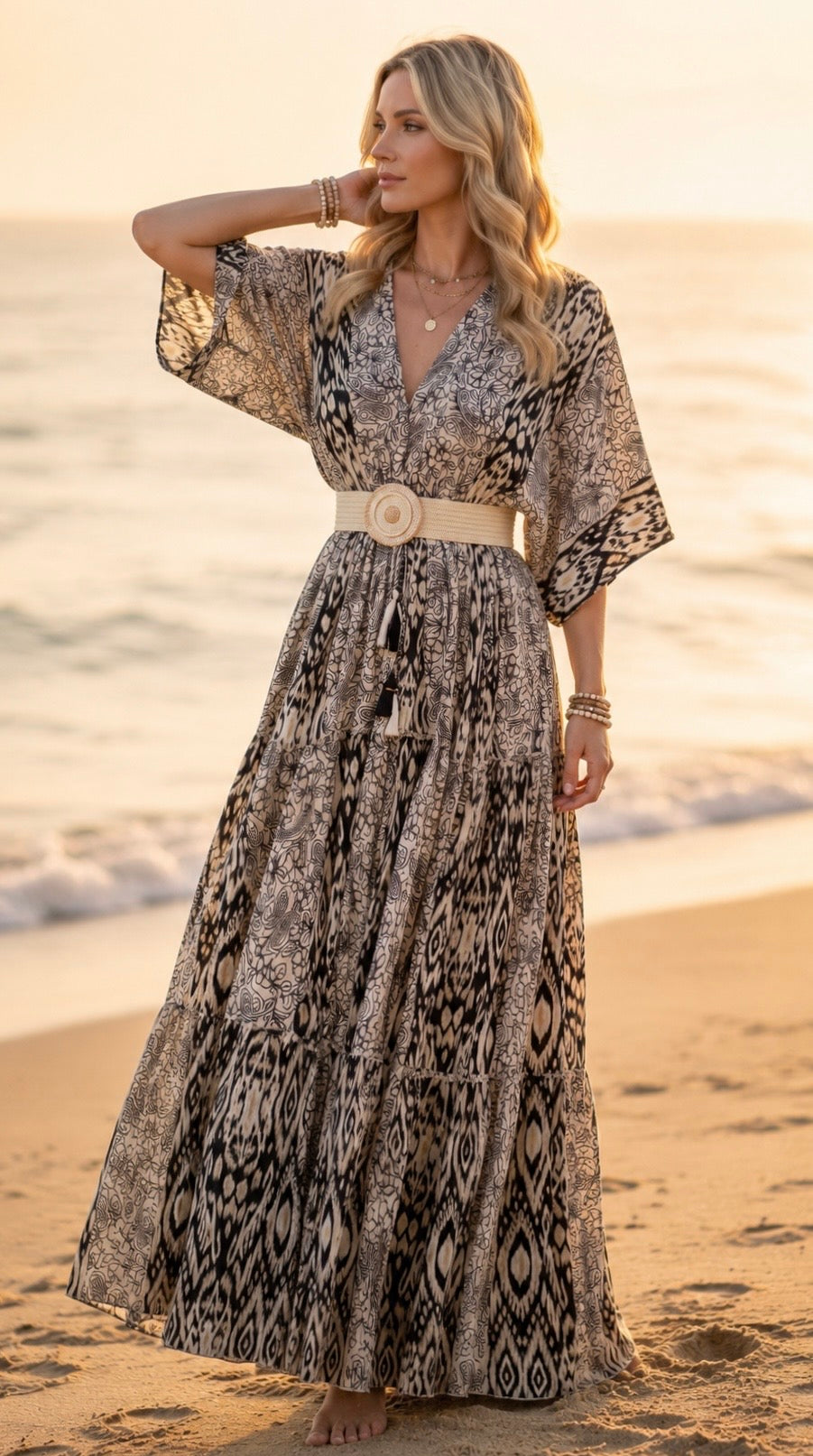 Elaria Black Silk Maxi Dress