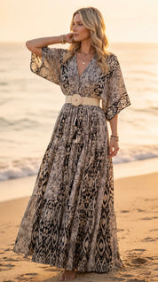 Elaria Black Silk Maxi Dress