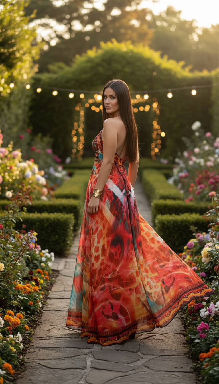 Fire Boho Silk Dress