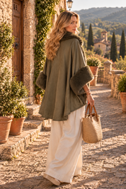 Olive Faux Fur Cape