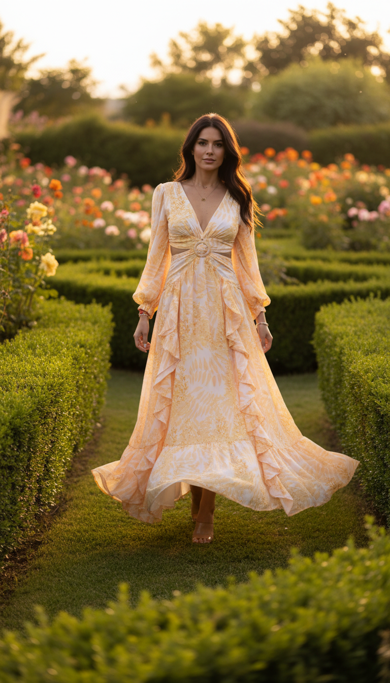 Romantic Silk & Organic Cotton Maxi Dress