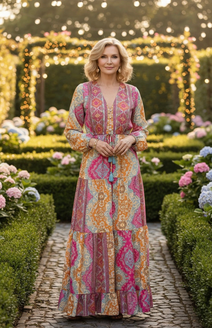 Robe en soie rose Aurore