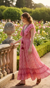 Aurora-rosa Seidenkleid