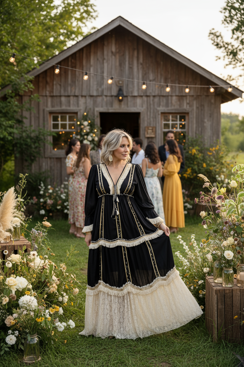 Midnight Boho Elegance in Black