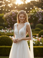 Romantic Bridal Dress with Chantilly Lace