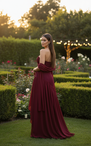 Burgundy Elegant Strapless Party Dress