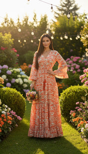 Sunset Bloom Silk Dress