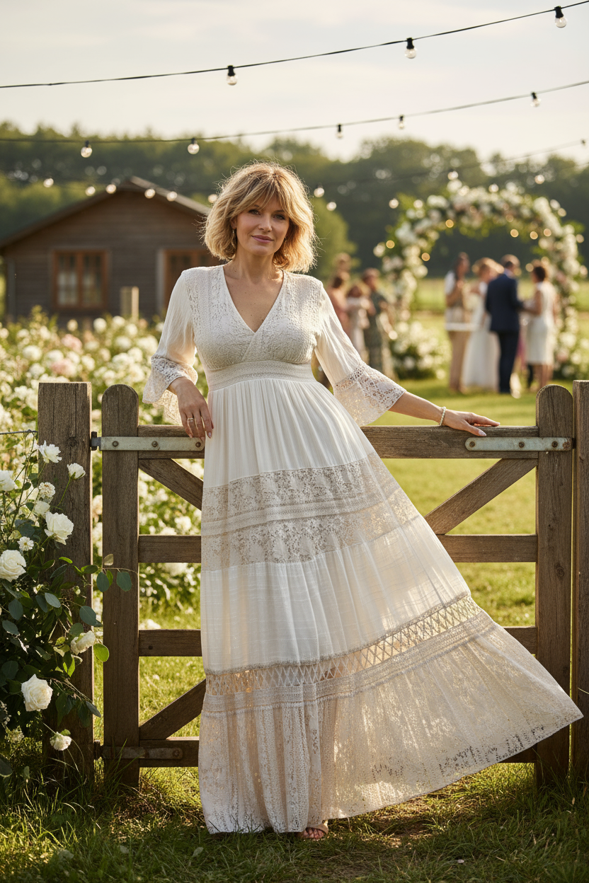 Boho White Lace Dress