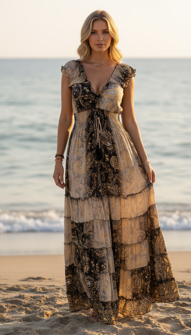 Amara Black Silk Maxi Dress