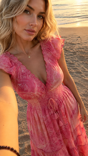 Amara Pink Silk Maxi Dress