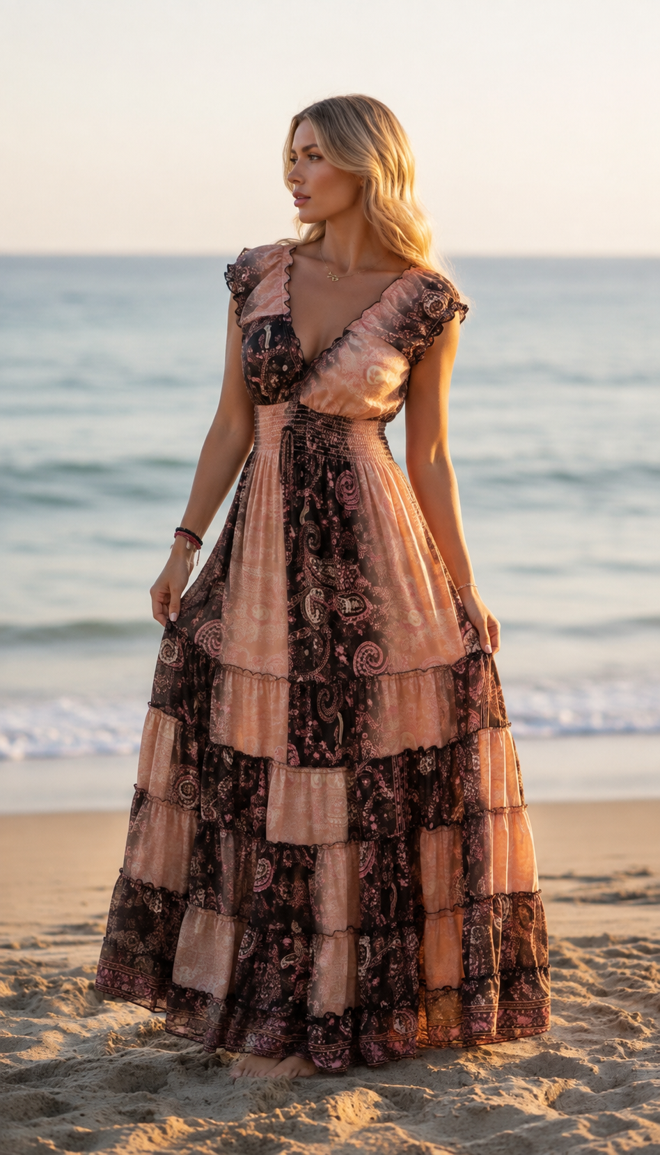 Amara Pink Silk Maxi Dress
