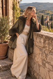 Olive Faux Fur Cape