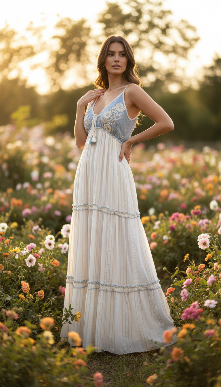 Luna Whisper Blue Maxi Dress