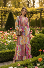 Robe en soie rose Aurore