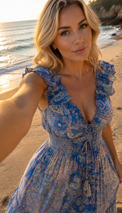 Amara Blue Silk Maxi Dress
