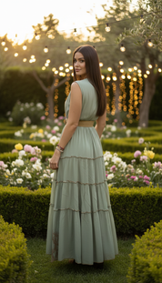 Robe longue verte Golden Garden