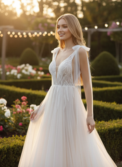 Romantic Bridal Dress with Chantilly Lace