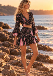 Lunaria Black Silk Two-Piece Set
