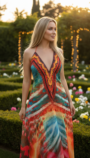 Fire Boho Silk Dress