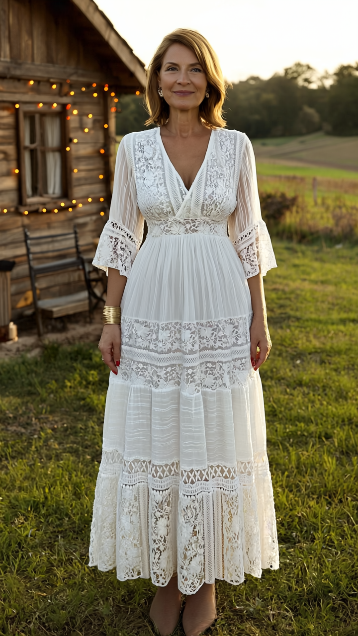 Boho White Lace Dress