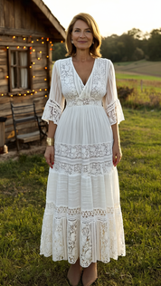 Boho White Lace Dress