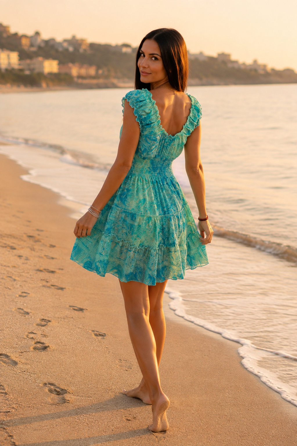 Amara Blue Mini Silk Dress