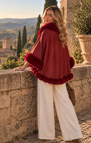 Siena Burgundy Faux Fur Cape