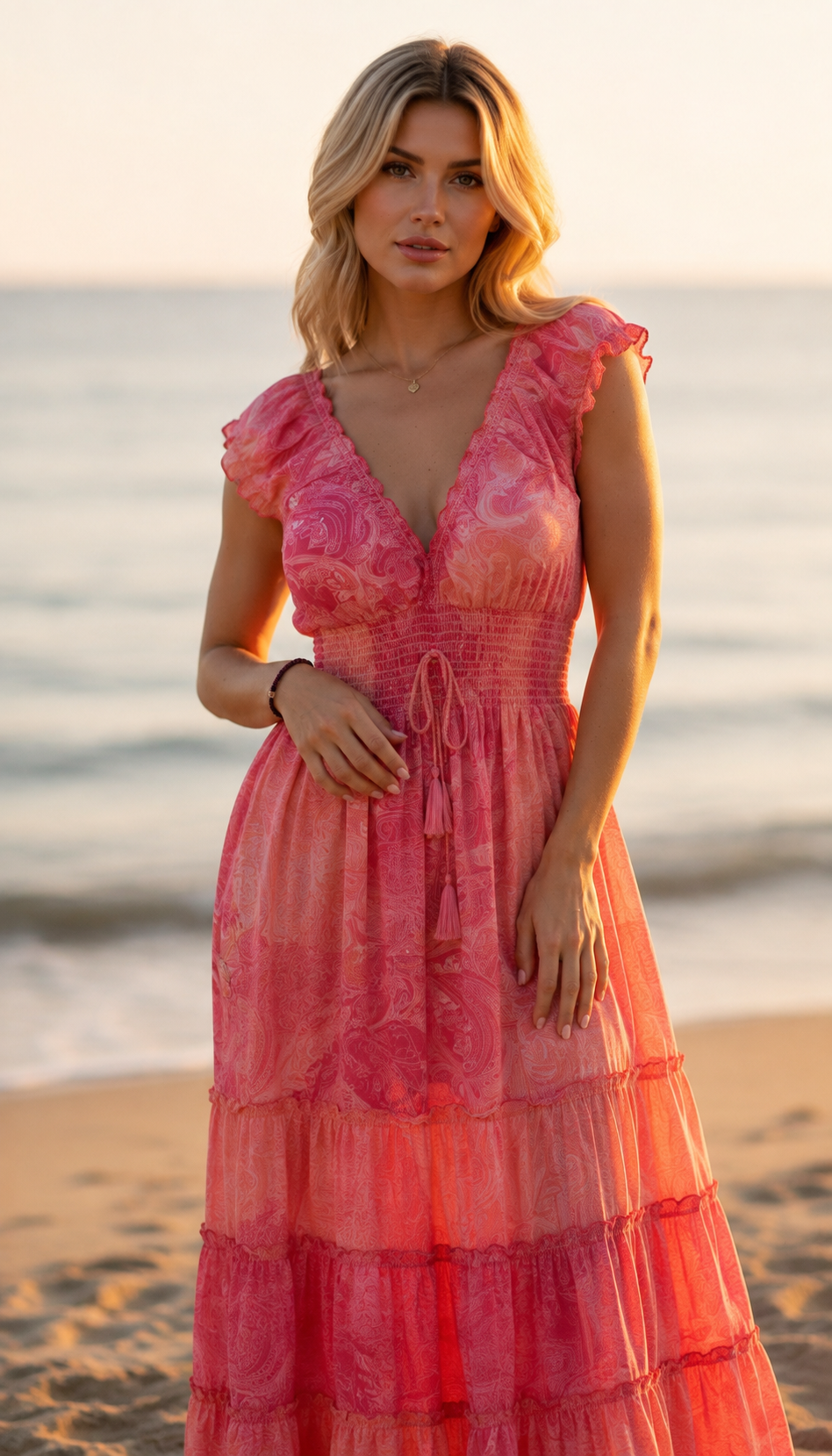 Amara Pink Silk Maxi Dress